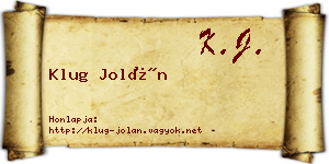 Klug Jolán névjegykártya