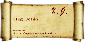 Klug Jolán névjegykártya